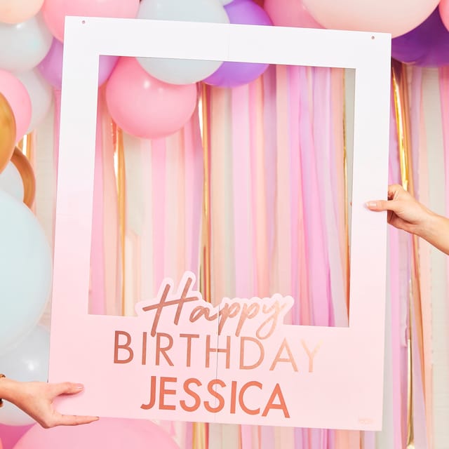 Rose Gold - Foiled Personalised Happy Birthday Selfie Photo Booth Frame