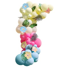 Hawaiian Tiki  - Tiki Balloon Arch with Tropical Flowers and Foliage