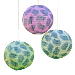 Hawaiian Tiki - Palm Leaf Printed Hanging Lantern Decorations