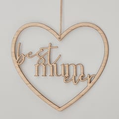 Mothers - Wooden Best Mum Ever Heart Wreath