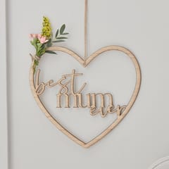 Mothers - Wooden Best Mum Ever Heart Wreath