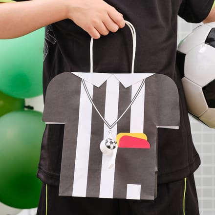Football - Referee Shirt Football Party Bags with Whistles and Card Tags