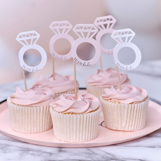 Future Mrs. - Team Bride Hen Party Ring Cupcake Toppers
