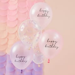 Mermaid - Pearlised Pink & Shell Confetti Balloon Bundle