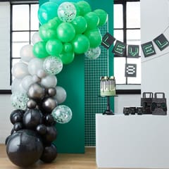 Game On - Black, Green and Grey Balloon Arch