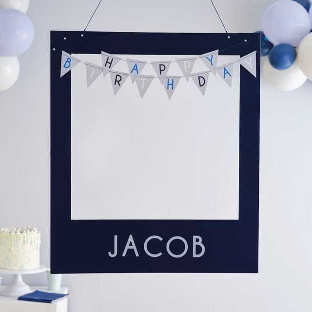 Navy Birthday - Customisable Blue Happy Birthday Photobooth Frame