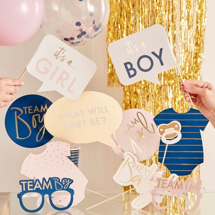 Gender Reveal - Gold Foiled Gender Reveal Party Photo Booth Props