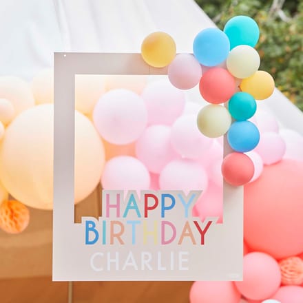 Bright Birthday - Customizable Multicoloured HB Photo Booth Frame with Balloons