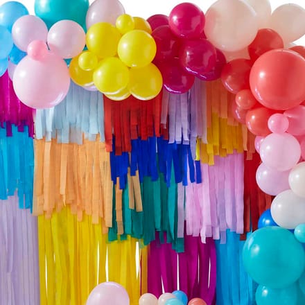 Bright Birthday - Balloon and Streamer Brights Rainbow Party Backdrop