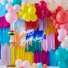 Bright Birthday - Balloon and Streamer Brights Rainbow Party Backdrop