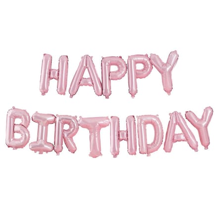Bunting - Matte Pink Happy Birthday Bunting Balloons