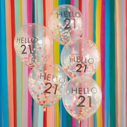 Hello 21 Birthday Balloons