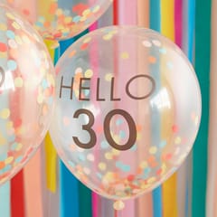 Brights Birthday - Hello 30 Rainbow Confetti 30th Birthday Balloons