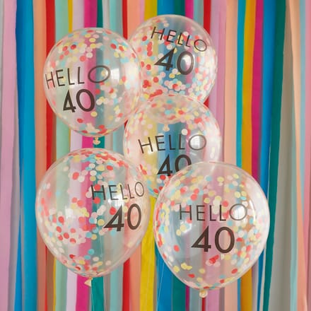 Hello 40th Birthday Balloons