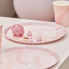 Pink Marble Print Paper Plates